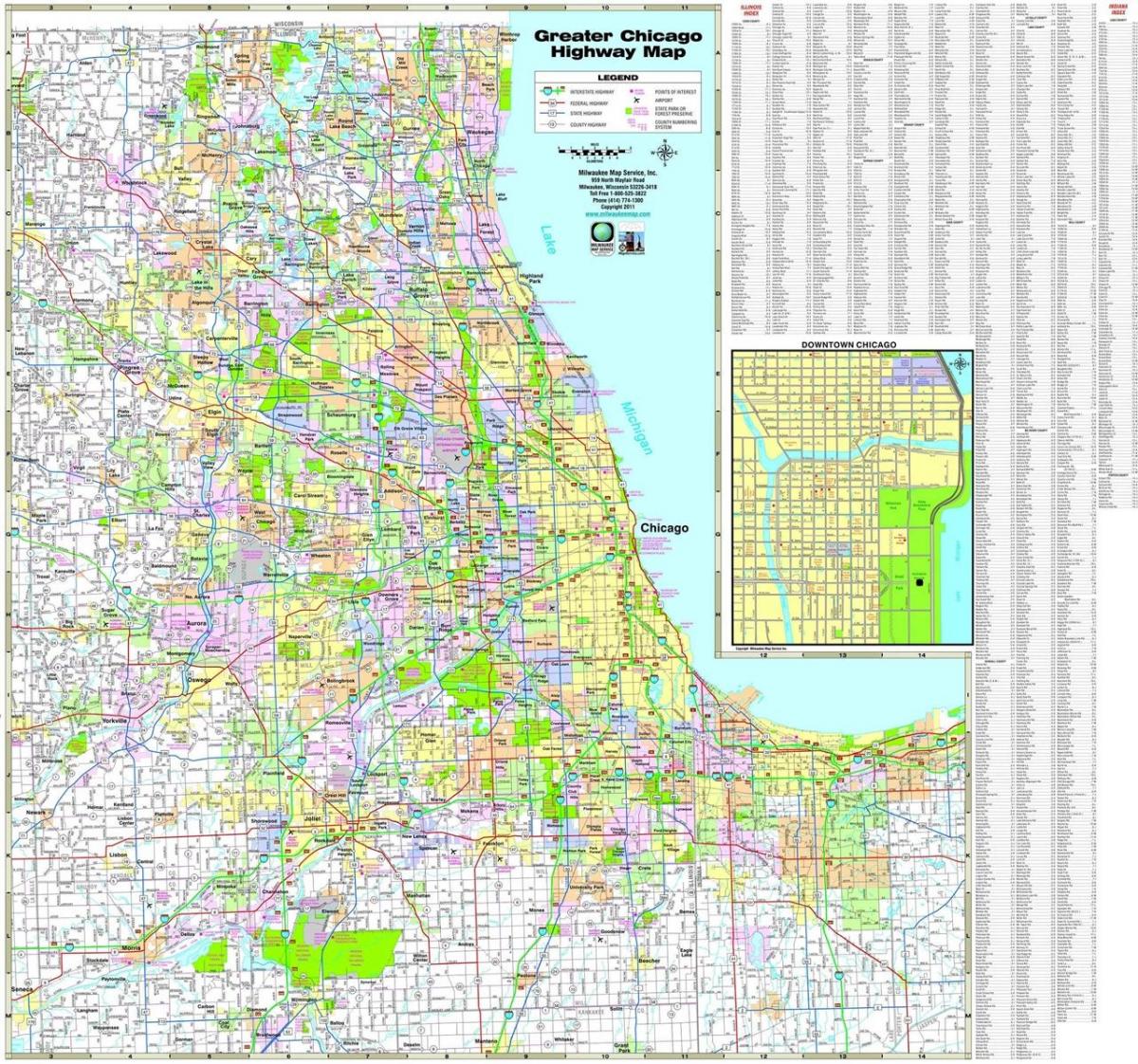 kaart van Chicago paaie