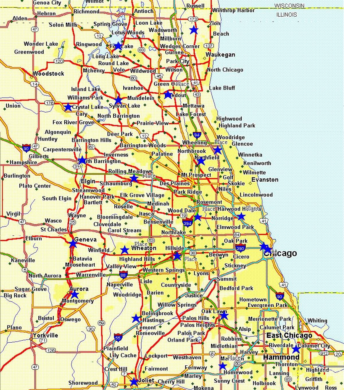 stad kaart van Chicago