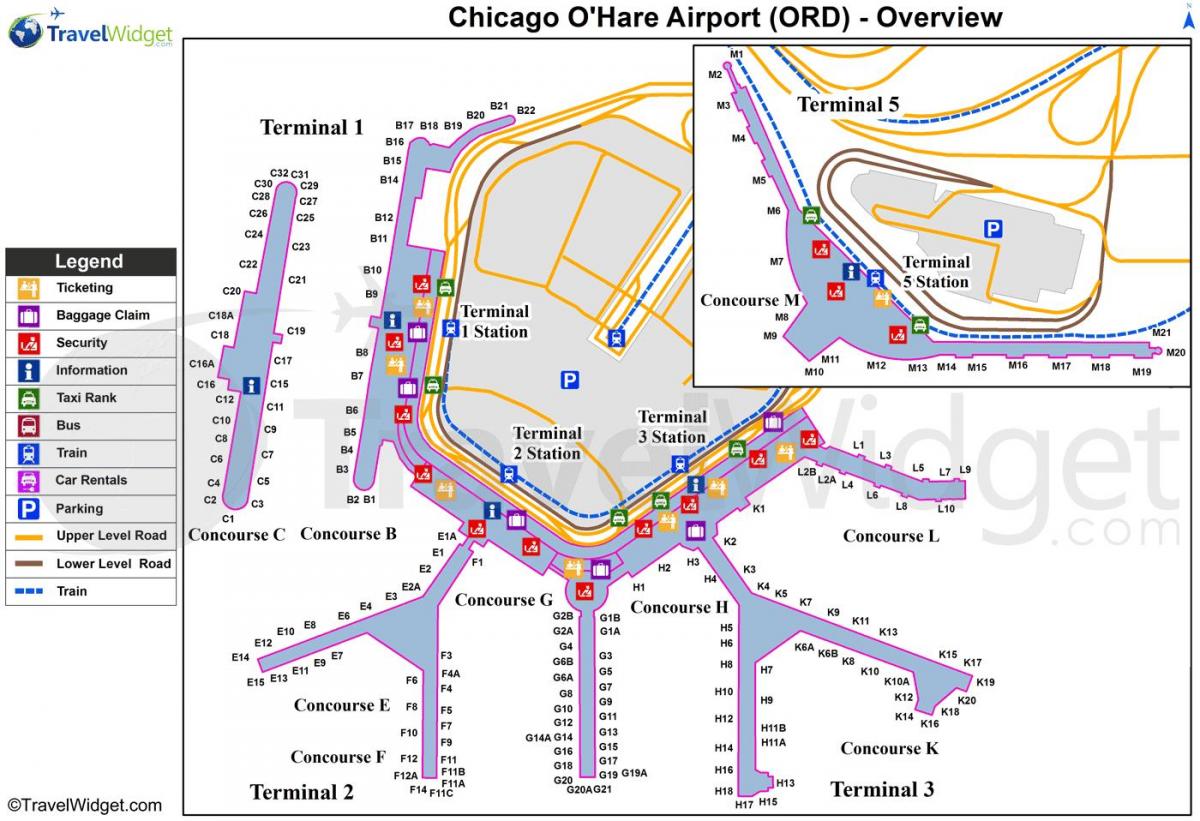 Chicago O Haas internasionale lughawe kaart
