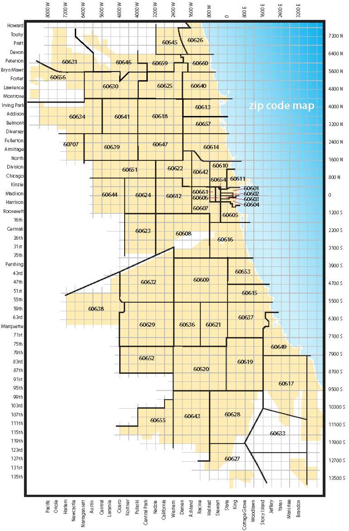 kaart van Chicago zip codes