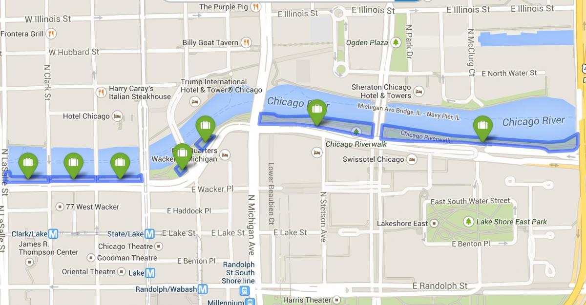 kaart van riverwalk Chicago