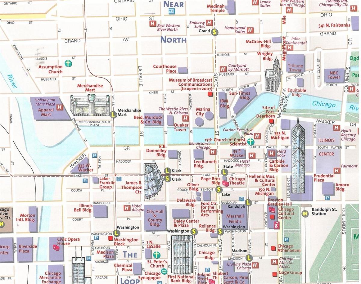 toeriste kaart van Chicago