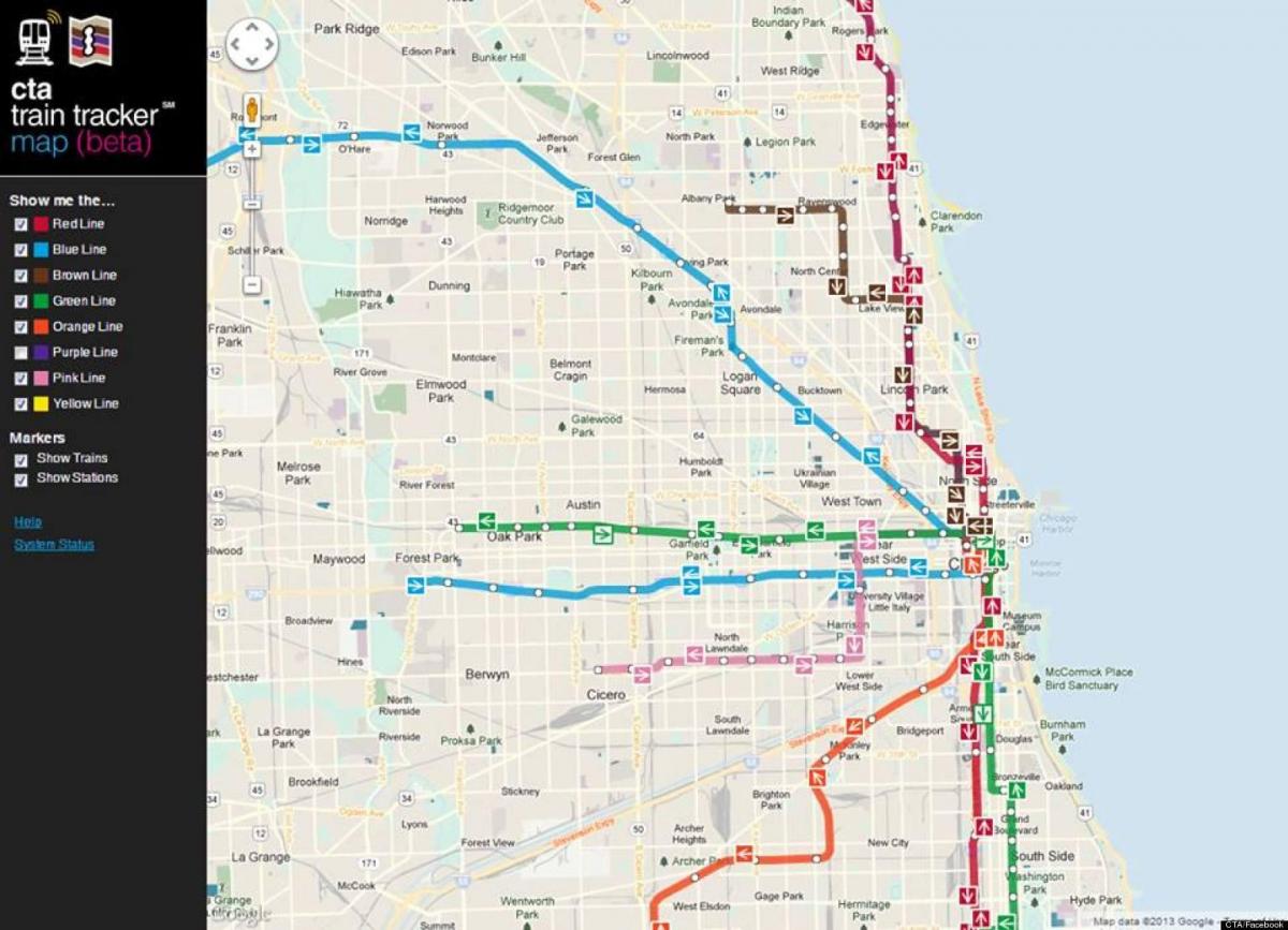 Chicago openbare vervoer kaart