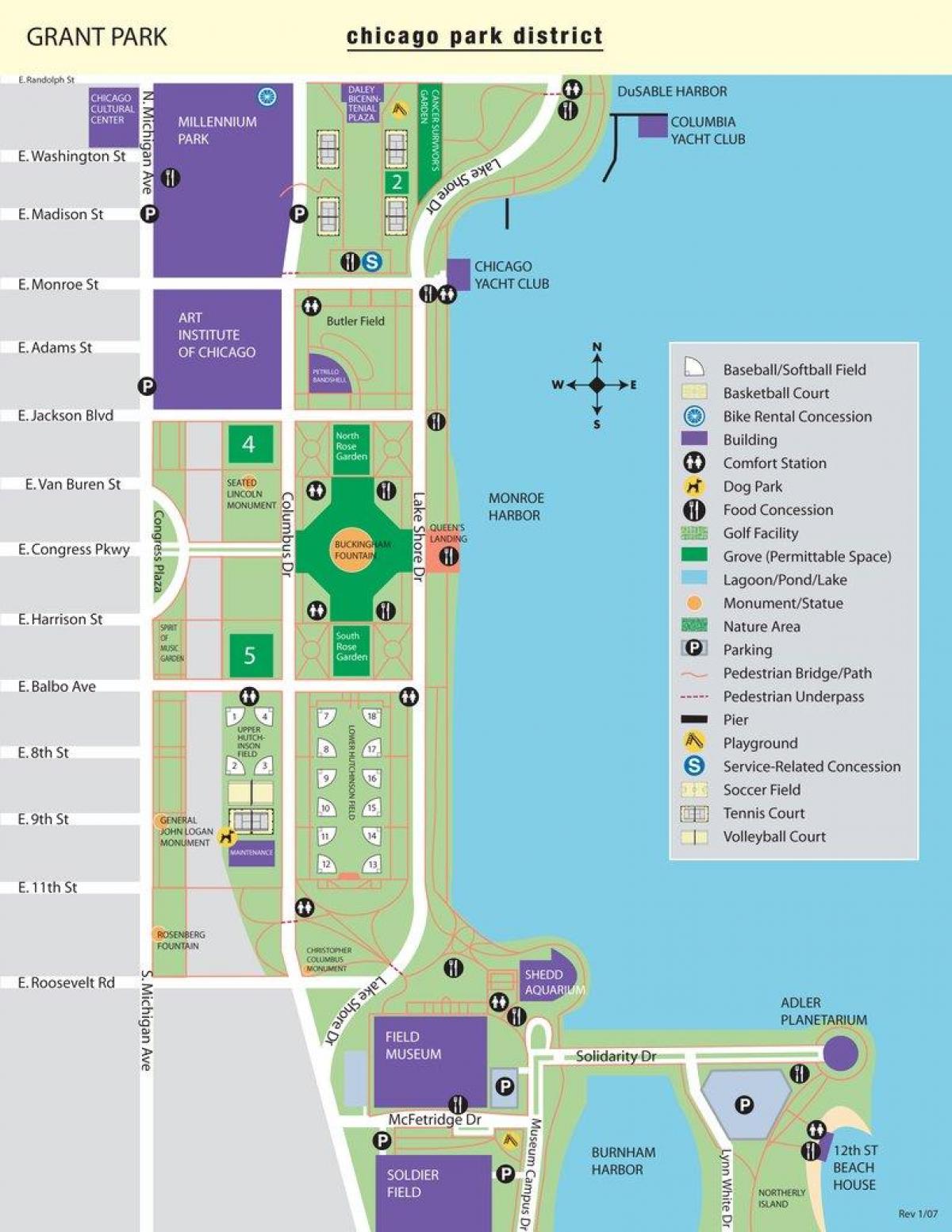 kaart van die grant park-Chicago