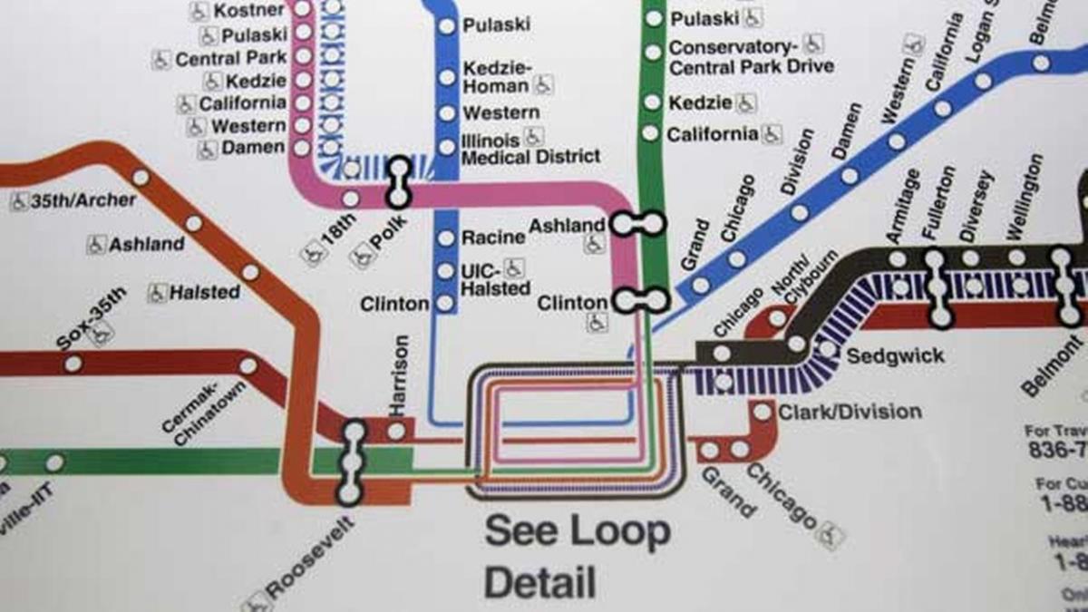 Chicago metro kaart blue line