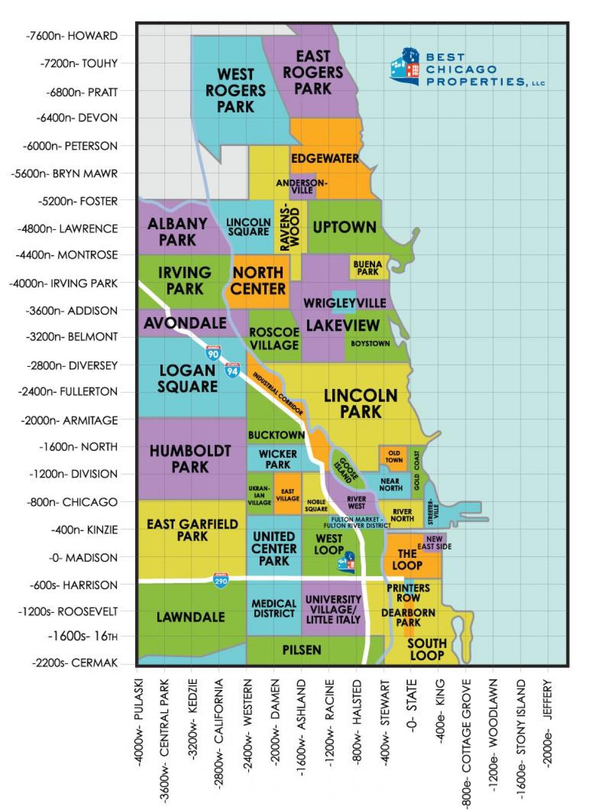 woonbuurte in Chicago kaart