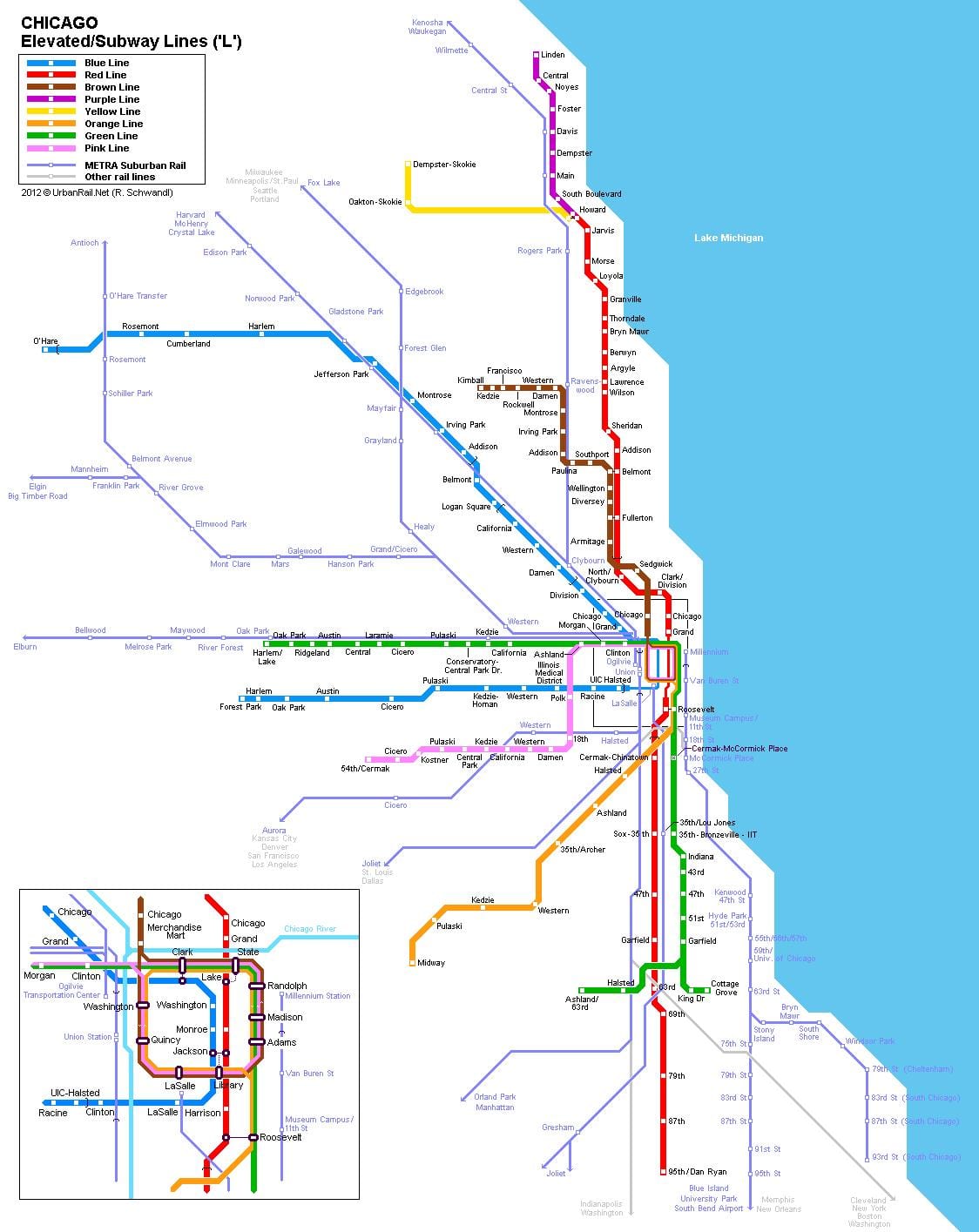 Chicago metro stasie kaart