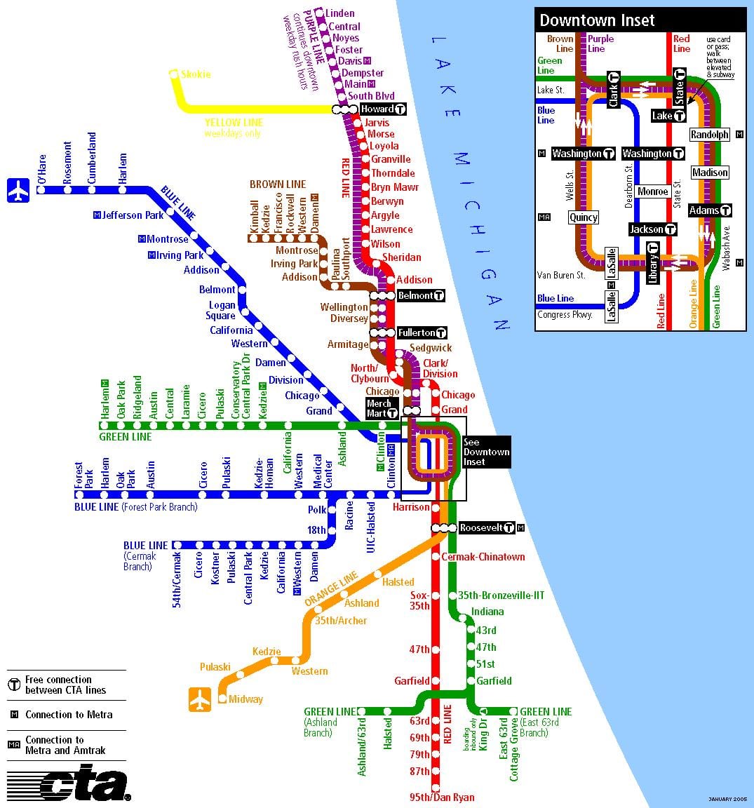metro in Chicago kaart