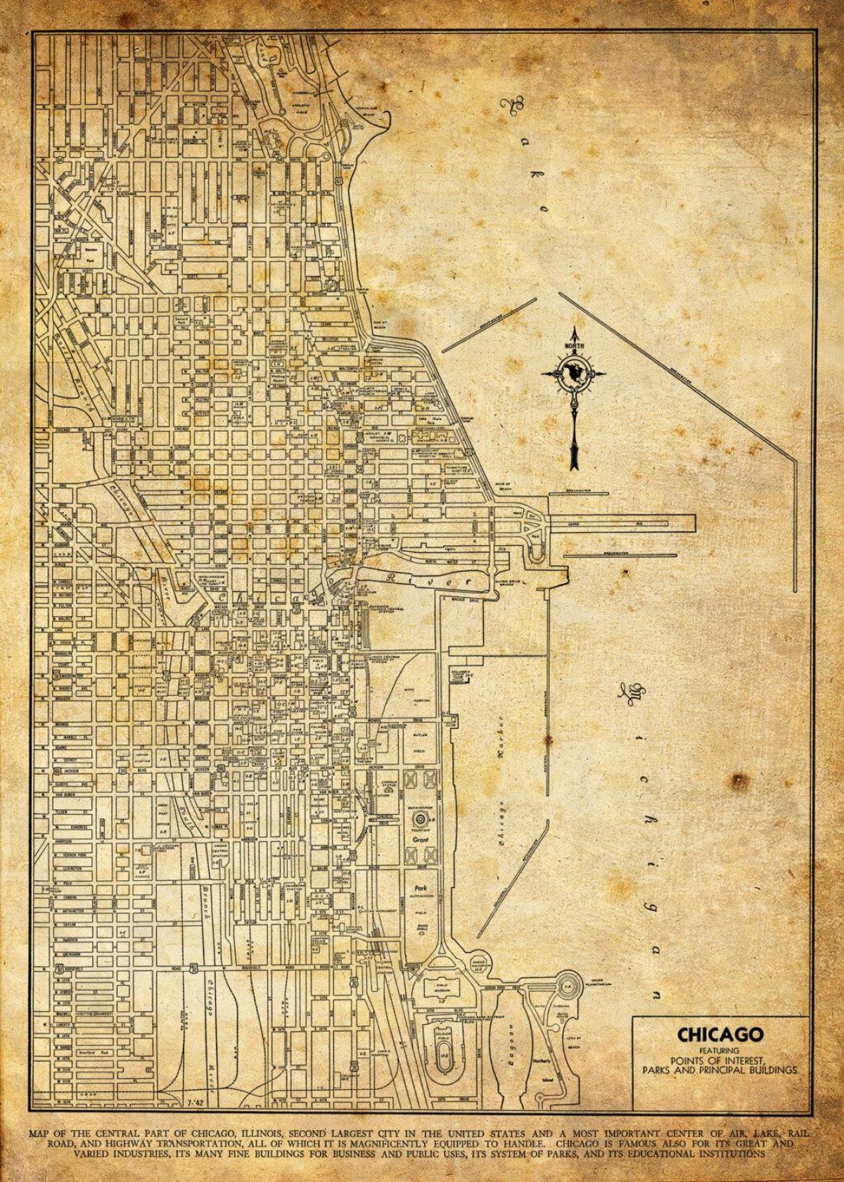 vintage kaart van Chicago