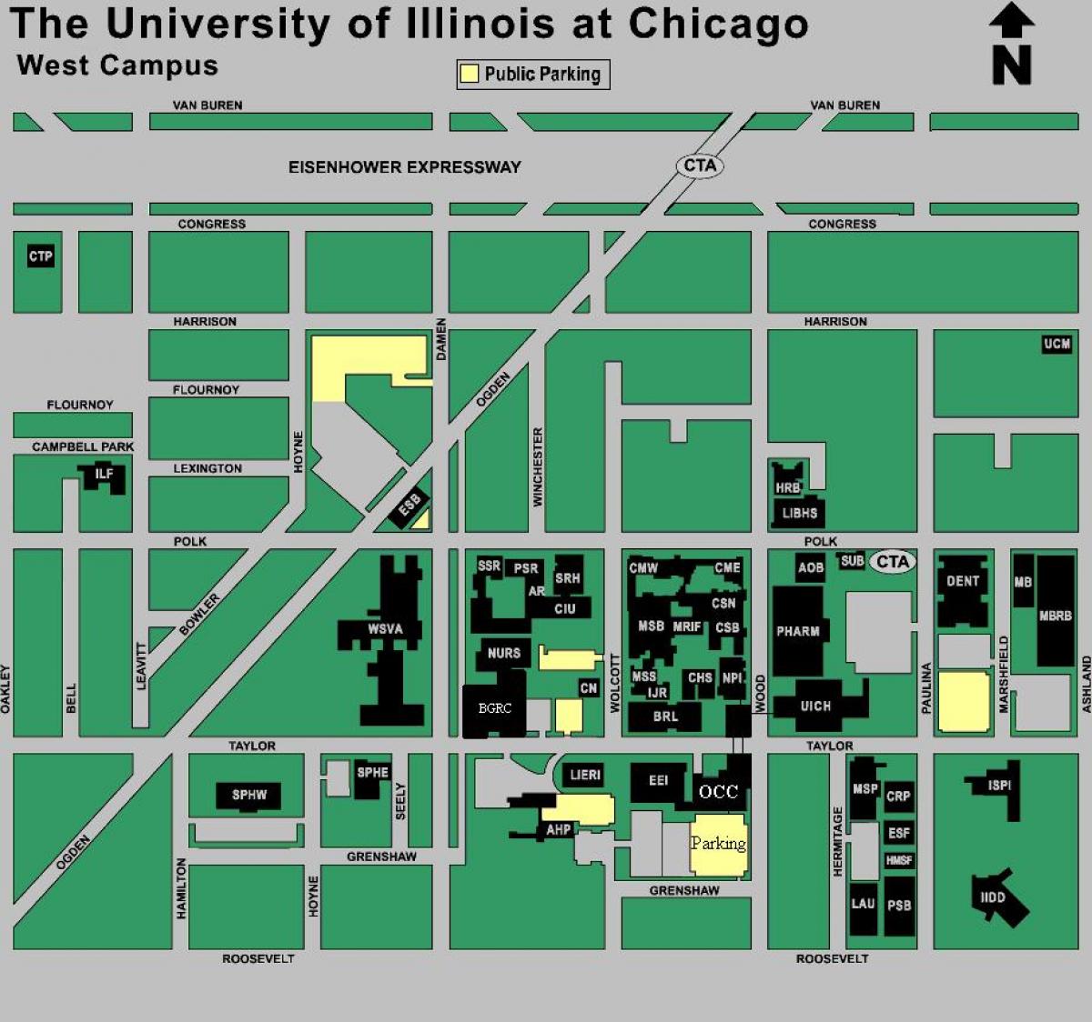 kaart van UIC kampus