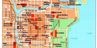 Kaart van die Chicago-aantreklikhede