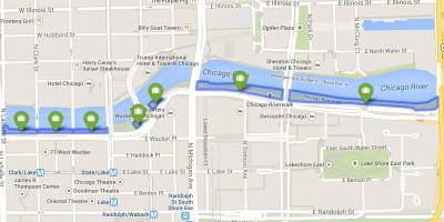Kaart van riverwalk Chicago