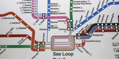 Chicago metro kaart blue line