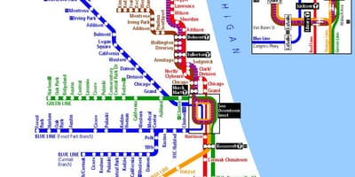 Metro in Chicago kaart